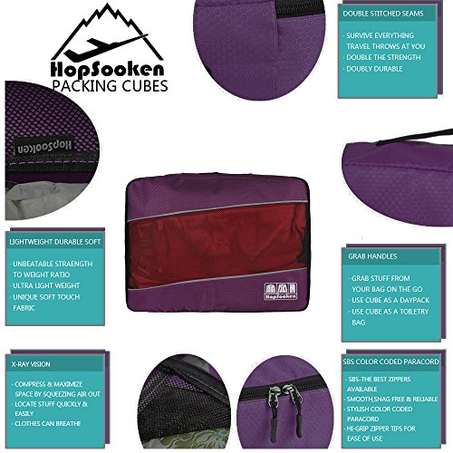 5 Set Packing Cubes for Travel Large Suitcase Luggage Organizer Bags Travel Accessories Vacation 4 Cubes 1 Laundry Pouch Bag (Purple)