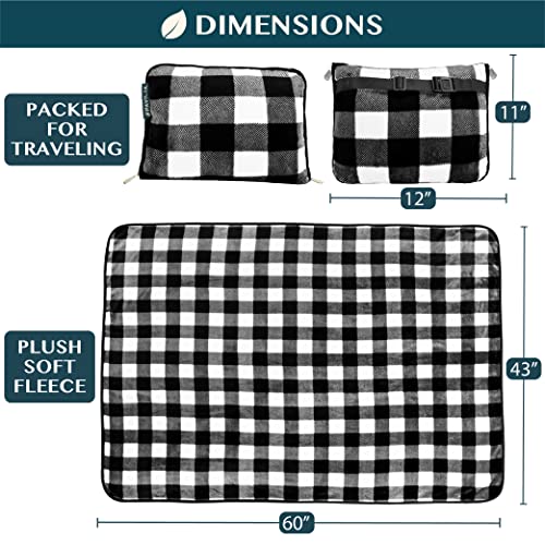 Travel Blanket Pillow (Checker White / 60 x 43 inches)