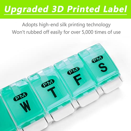 Extra Large Weekly Pill Organizer 2 Times a Day (Cyan & Yellow)