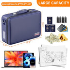 Fireproof Document Box Hard Case with Lock ＆ Accordion File Folder (15.2" x 11.2" x 5.3"(colorful) / Blue)
