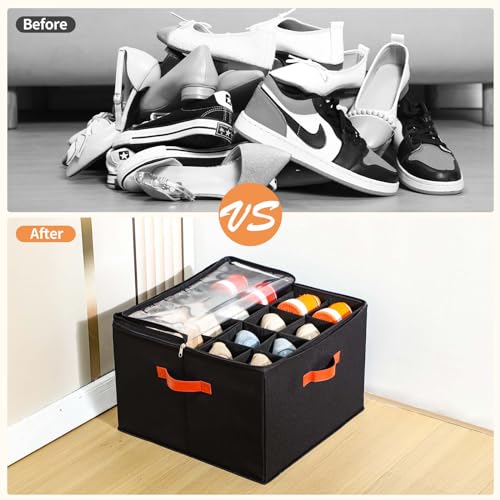 2 Pack Shoe Organizer for Closet (Black)