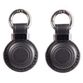 2 Pack KEEPXYZ Genuine Leather Keychain Holder Compatible with Airtag ([2 Pack] Black V2.0)