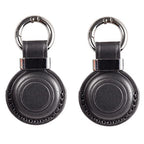 2 Pack KEEPXYZ Genuine Leather Keychain Holder Compatible with Airtag ([2 Pack] Black V2.0)