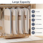 2 Pack 43" Space Saving Garment Bags for Hanging Clothes With Compression Zipper Carry Handles and Window (Beige / 43" 2 Pack)