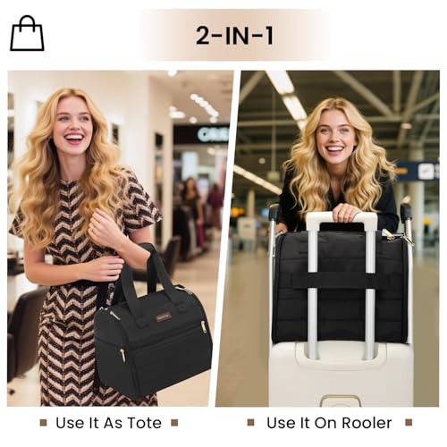 Wig Storage Bag Holds 3 Wigs Hair Tools Travel Bag Full (Black / 12.6*11.02*11.61inch)
