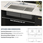 39" Double Bowl Undermount Kitchen Sink Large Workstation Sinks (Stainless Steel-Workstation / 39''x19''-60/40)
