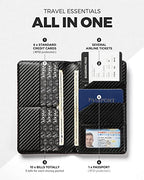 Passport Wallet for Travel RFID Blocking Premium Leather (Carbon Fiber Black)