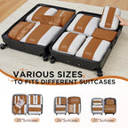 10 Set Compression Packing Cubes for Travel Essentials (Brown)