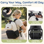 Diaper Bag Backpack Travel Baby Bag with Changing Pad for Mom Dad (1-black-beige / Classic Flap Style)