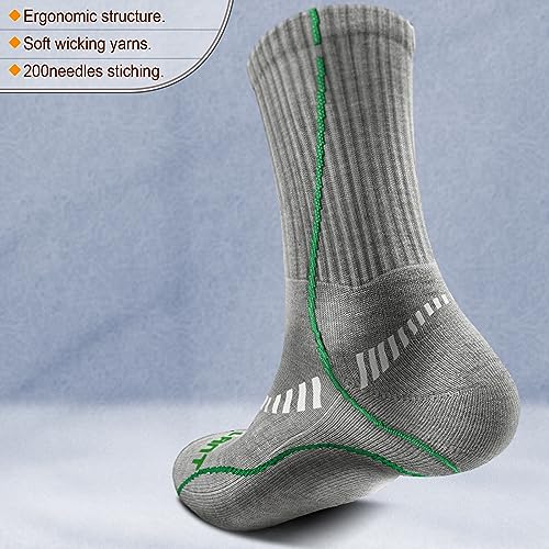 Men 6 Pack Athletic Compression Crew Socks for Running Gym Sports (8-10 / Gray Heather/Black 3716)