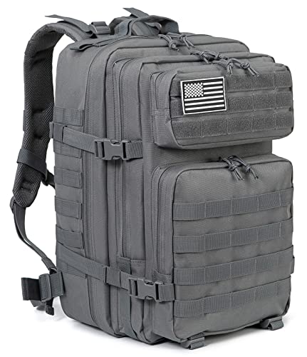 45L Military Tactical Backpack Molle Army Assault Pack CCW 3 Day survival Bug Out Bag Hiking Treeking Rucksack heavy duty backpack (3.0 Gray)
