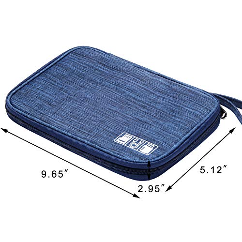 Travel Electronics Organizer Portable Cable Organizer Bag for Storage Electronic Accessories Case for Cord (Navy Blue)