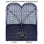 Sleeping Bags for Adults XXL Cold Weather (Navy Blue / 20F Right Zip)