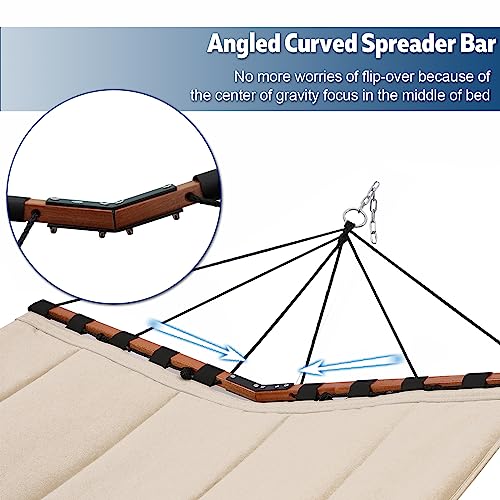 12FT 2 Person Hammock with V Shaped Spreader Bar (Grey)