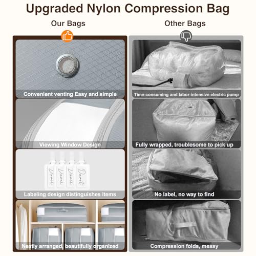 4 Pack Compression Storage Bags (110L-4 Pack / Light Gray)