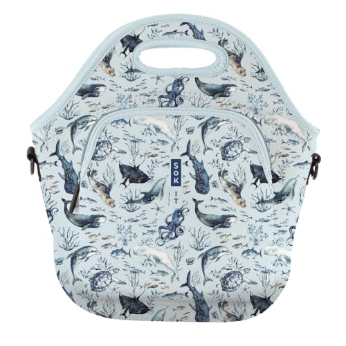 LunchTote Zippered Bag Insulated Neoprene Caddy (Ocean Echo / X-Large 6.5 Quart Lunch Tote)