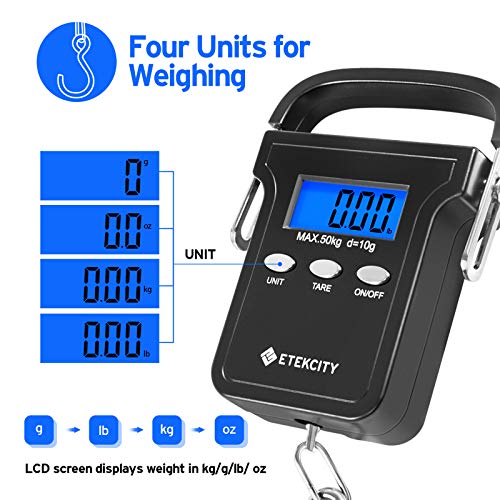 Fishing Scale with Backlit LCD Display (Dark Black)