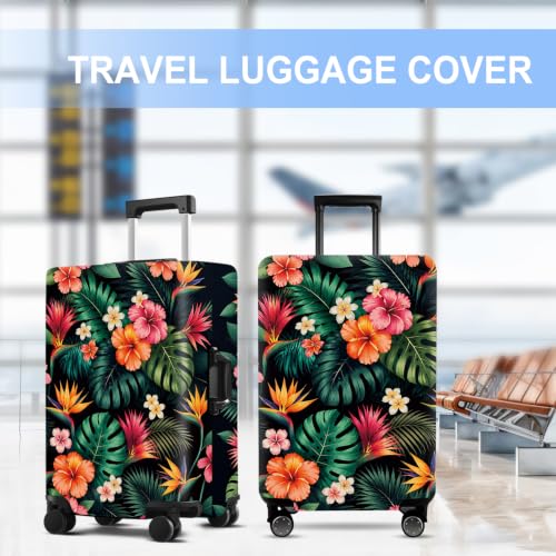 Tropical Flowers Luggage Cover Washable Suitcase Protector Anti (Tropical Flowers / M(24-26inch suitcase))