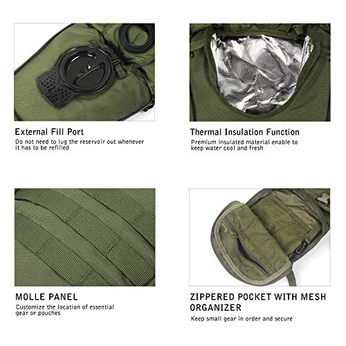Tactical Hydration Backpack with 3L Water Bladder (Green)