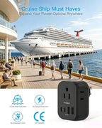 Travel Cruise Ship Essentials (Black / 4AC,2C2A,15.5W)