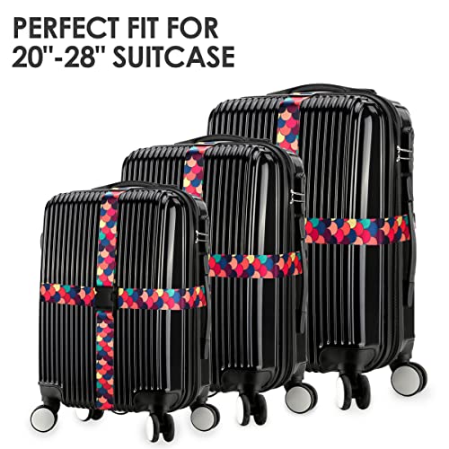 Colorful 2 Pack Luggage Straps for Suitcases Travel Belt Connector Holds Suitcase Add a Bag Premium Accessories Unique Adjustable Strap (Scales of Dragon)