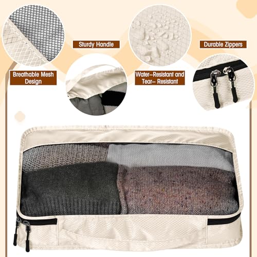 Packing Cubes for Suitcase Large Organizer Bags (Khaki / Large)
