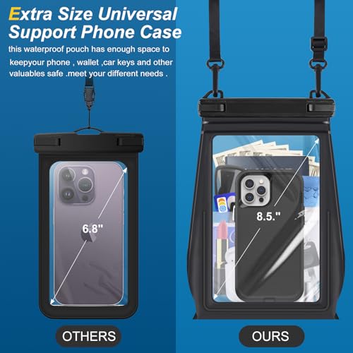 Large Waterproof Phone Pouch Floating (Extra Large, 8.5'' / Black)