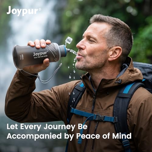 Collapsible Water Filter Bottle with 0.01 Micron Filtration (Grey / 22 Ounces)