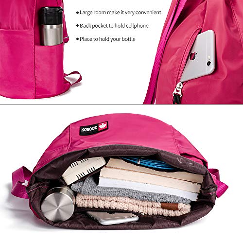 Waterproof Drawstring Gym Backpack Bag for Men & Women (A05-rose)