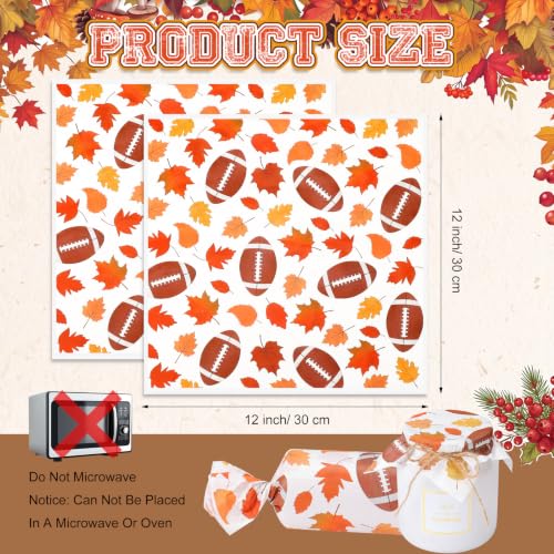100 Pcs Fall Football Wax Paper Sheets for Food Wrapping (Colorful / Fall)