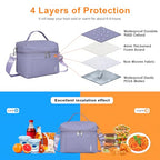 NOL Insulated Lunch Bags for Women Cooler Bag Lightweight Nylon Waterproof Lunch Box for Work (Light Purple / Small (4 Liters))