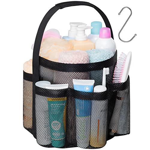 Mesh Shower Caddy Portable (1 Pack Black / L (Round Dorm Caddy))
