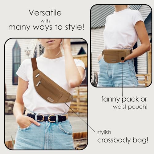Small Crossbody Bags for Women Brown Fanny Pack for Traveling Casual (Brown / Large)