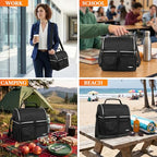 Insulated Lunch Bag Women Men (Black)