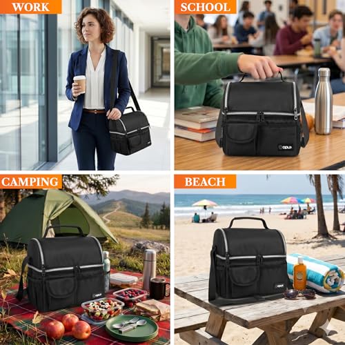 Insulated Lunch Bag Women Men (Black)
