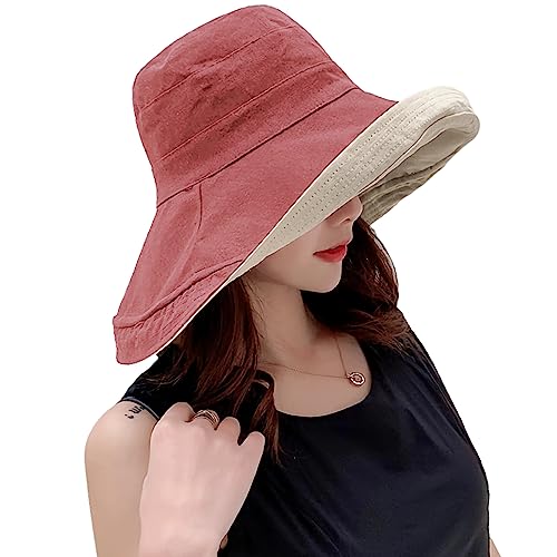 Women Summer Wide Brim Sun Hat Bucket Fishing Hats UV Protection (One Size / Lant001-jiaotang)