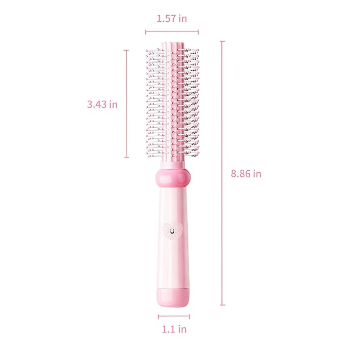 Round Hair Brush, Detangling Fluffy Scalp Brush with Ergonomic Big Handle, Plastic Lightweight Macron Styling Color Comb for Faster Blow Drying and Volume for Long,Thick, Curly Hair Women/Girls/Kids