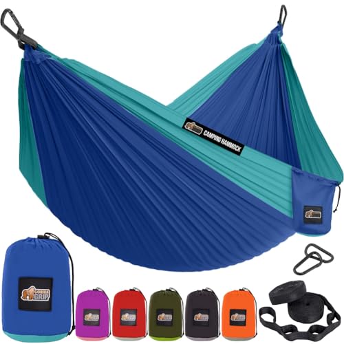 Travel Camping Hammock (Dark Blue/Light Blue / Single (9' x 4.5'))
