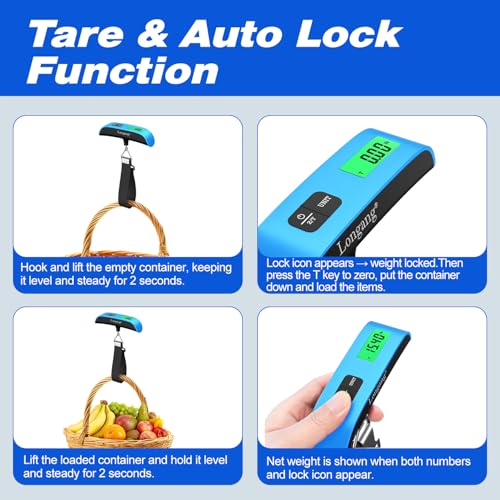 Digital Hanging Luggage Scale with Backlit for Travel (Blue)