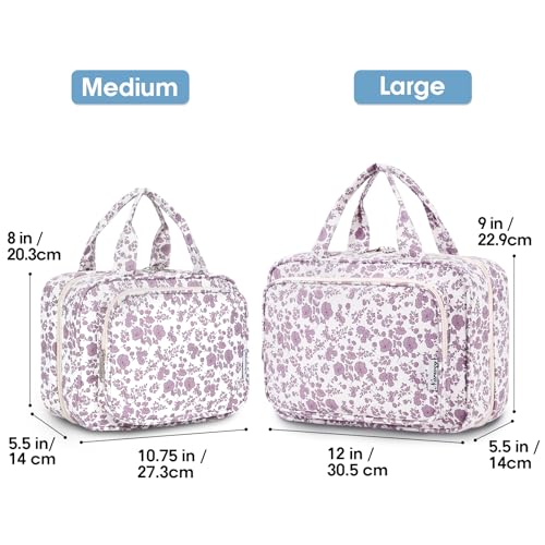 Travel Toiletry Bag for Women (Y-Little Dusty Pink Flower / Large)