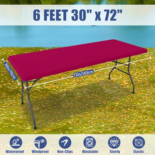 2 Pack Rectangle Spandex Fitted Table Cloth (Fuchsia / 72" x 30" (Rectangular))