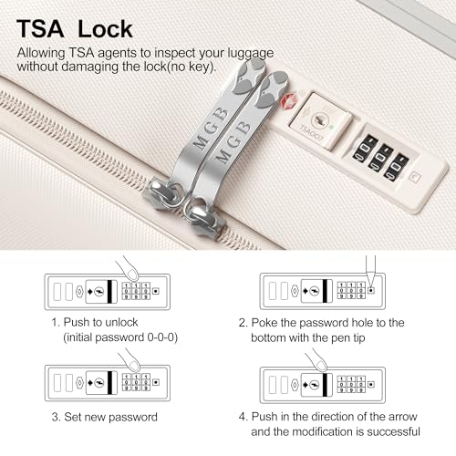 26 Inch Large Checked Luggage Hard Shell Suitcase Top Opening (26 Inch / Cream)