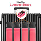 Luggage Straps for Suitcases TSA Approved Travel Belt 4 Pack by Chelmon (Rose Red)