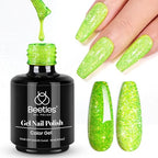 Beetles Green Glitter Gel Nail Polish (H - Flakie Green | Lime Shock)