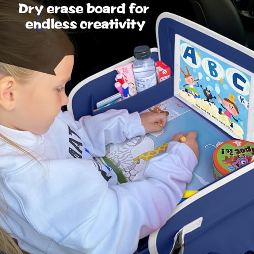 Kids Travel Tray for Toddler Car Seat (Navy BlueDinosaur)
