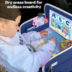Kids Travel Tray for Toddler Car Seat (Navy BlueDinosaur)