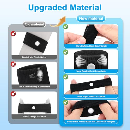 Motion Sickness Bracelets for Adults (Black,blue,grey,orange,white / 6 Pair (Pack of 1))