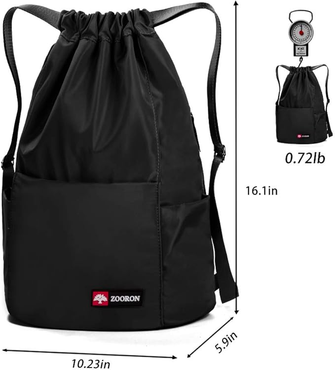 ZOORON Waterproof Drawstring Gym Backpack Bag - Image 6