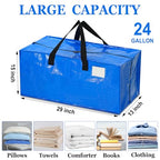 4 Pcs 24 Gallon Extra Large Moving Bags Heavy Duty Storage Bag (24 Gallon / Blue)