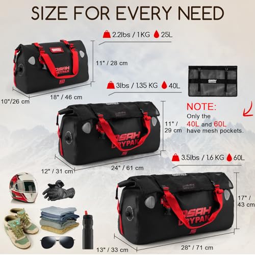 Waterproof Duffel Bag (Black Red / 40L)